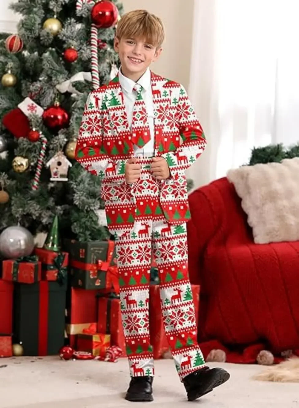 Iimmer Christmas 3 Piece Suit, Party Outfit, (boy) size L